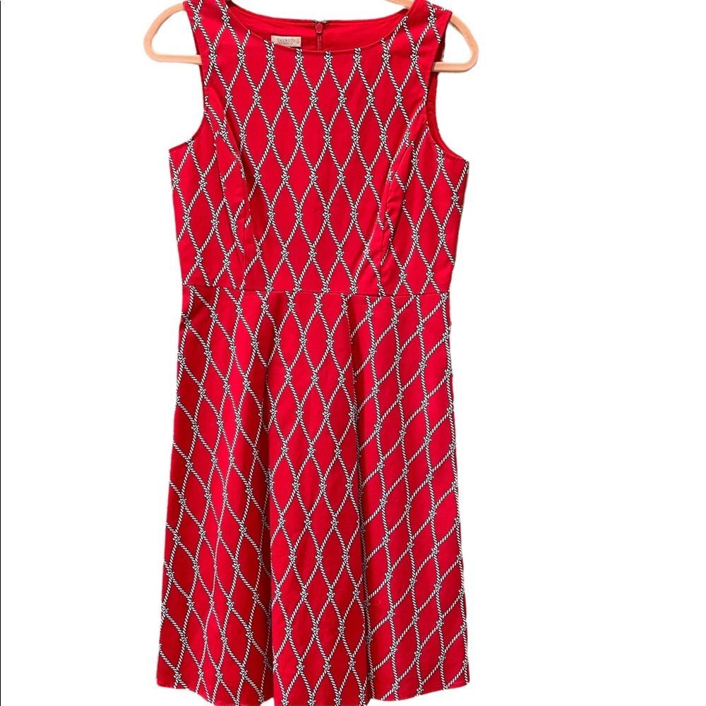 Talbots Fit Flare Dress Sleeveless Nautical Rope 8p